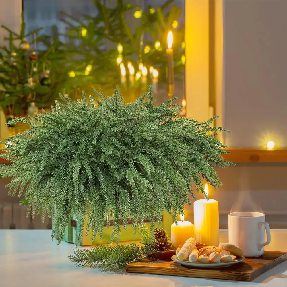8 Pcs Christmas Norfolk Pine Branches, 19.7